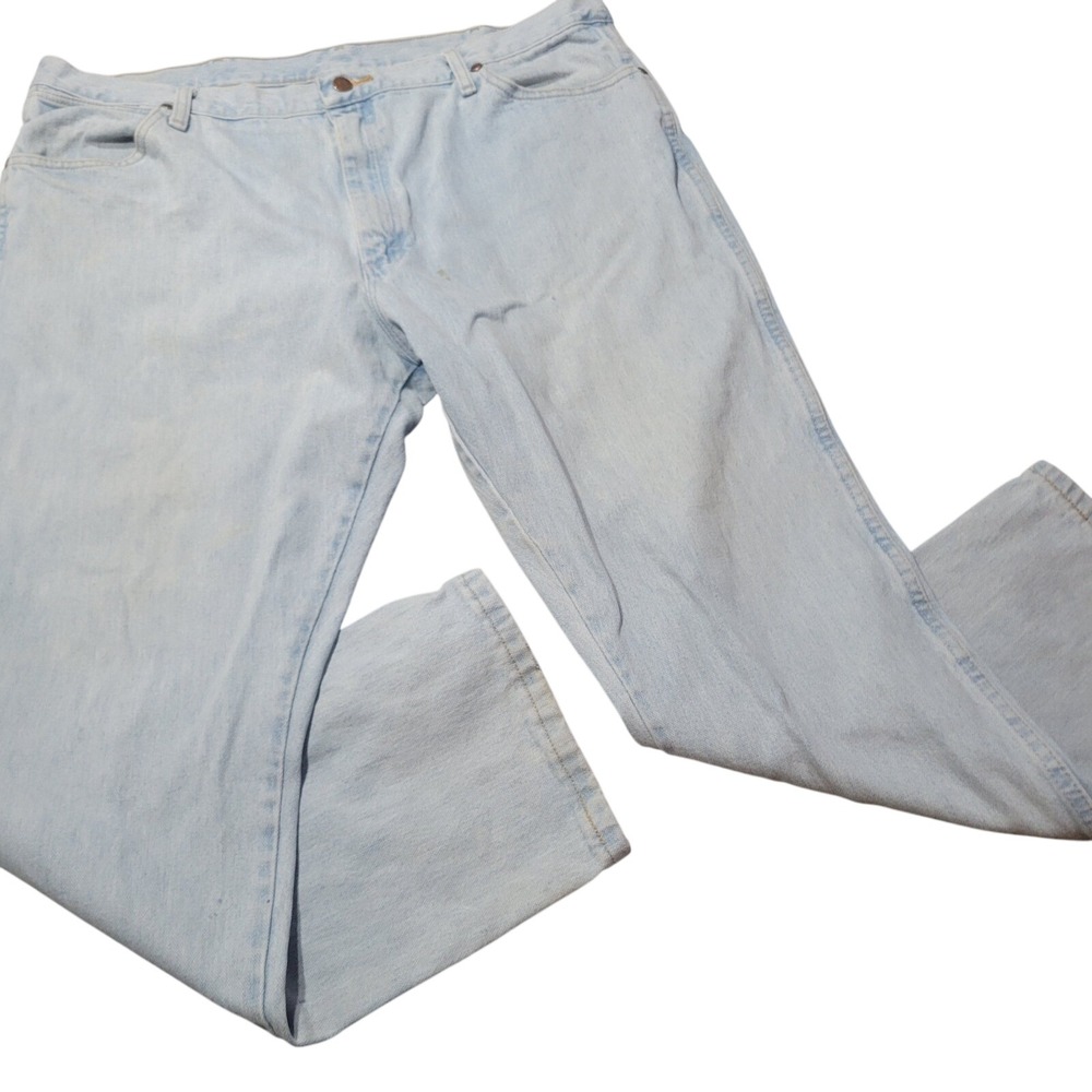 Wrangler Jeans Mens 40x30 Light Blue 96MWZSH Straight Leg Denim Cotton Workwear